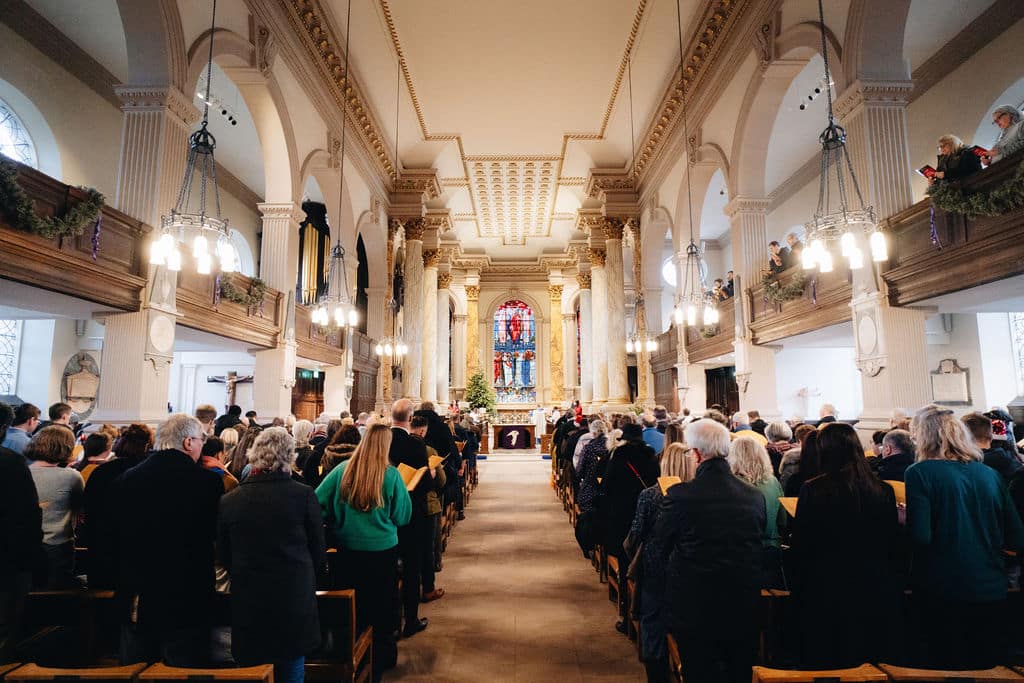 A photo of 2023 carol service of a packed Cathedral